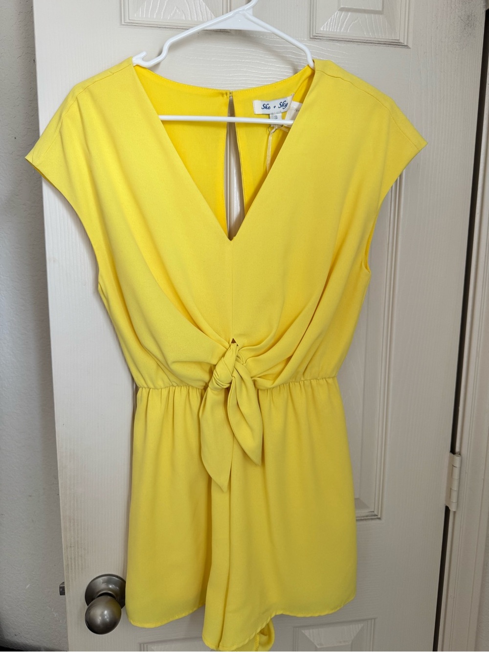 Yellow Tie-Front Women's Romper